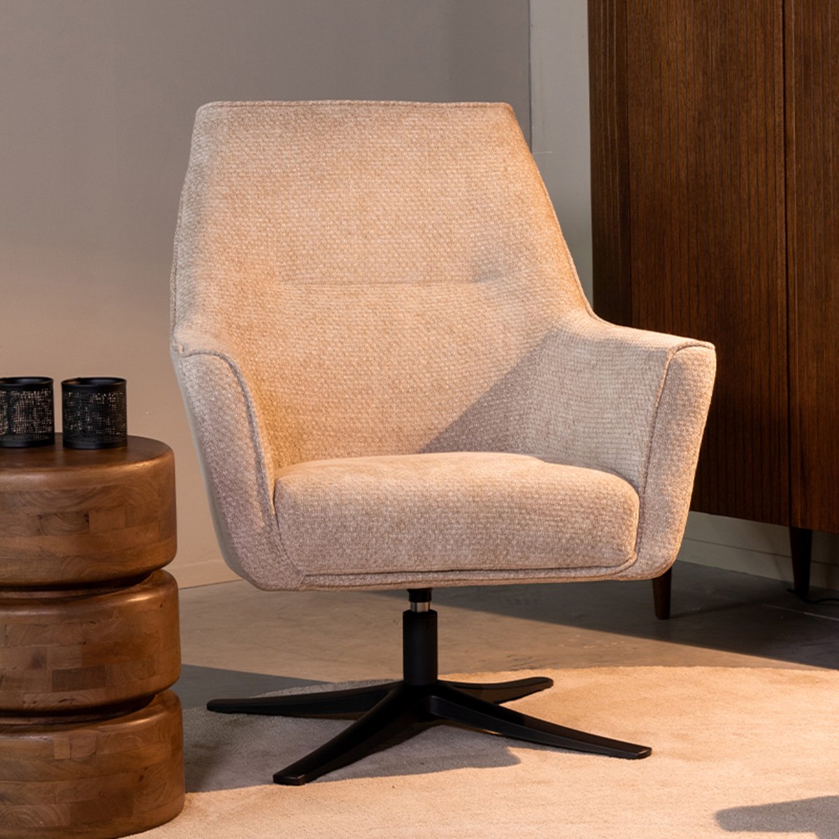 LABEL51 Tod Fauteuil - Bruin - Velvet - One Size- Normale eetkamerstoel - Met Armleuning