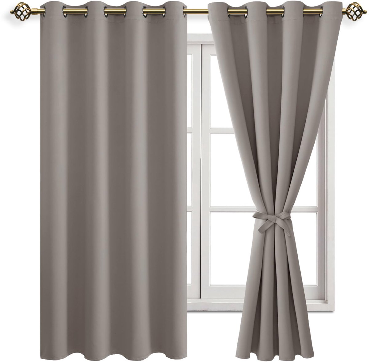 Unyqoos ® Stijlvolle Verduisteringsgordijnen met Ringen voor Slaapkamer of Woonkamer - Taupe, Set van 2, 175 x 140 cm