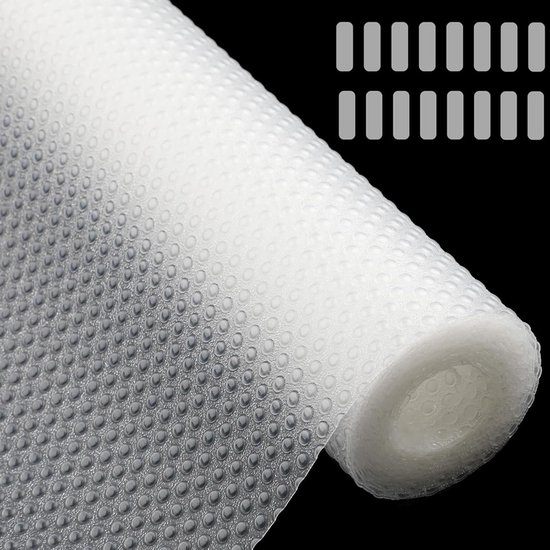 Ladevoeringen, keukenkastvoeringen, plankvoeringen voor keukenkasten, waterdichte wasbare plankvoering met 50 stuks dubbelzijdige tape, doorzichtige antislipmat voor kast, lade, kast (30 x 500 cm