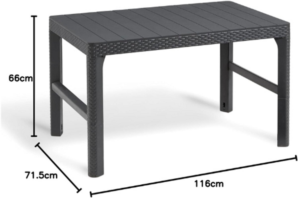 Keter Lyon Table de jardin, élégante, 2 en 1, résistante aux intempéries, marron, 116 x 71 cm, réglable en hauteur, pour balcon et terrasse, robuste, durable et facile d'entretien