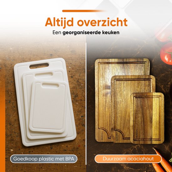 Ensemble de planches à découper Nevana - Planches à découper en bois d'acacia - Planches de cuisine -