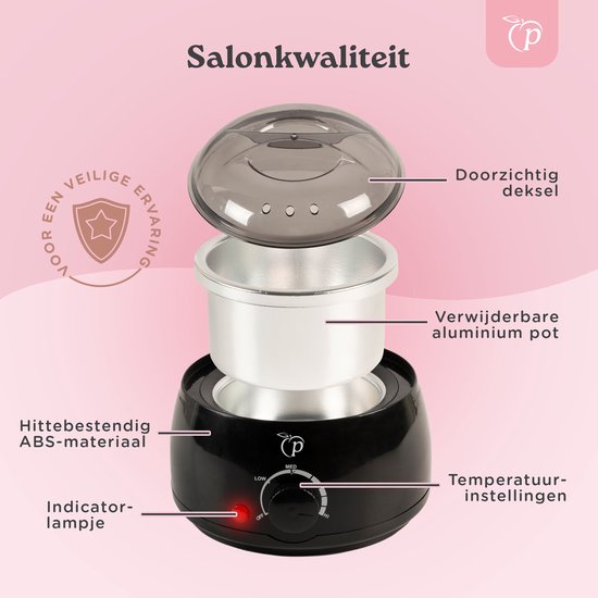 Wax Apparaat Set - Ontharingsapparaat - Incl. Wax Bonen - Wax Heater - 100ml - Zwart - Peach Beauty