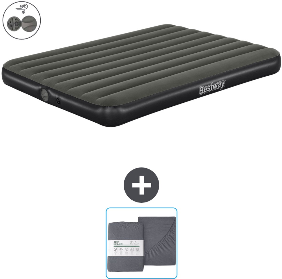 Bestway luchtbed - 2-Persoons - 152 x 203 x 25 cm - Groen - Inclusief pomp en Hoeslaken
