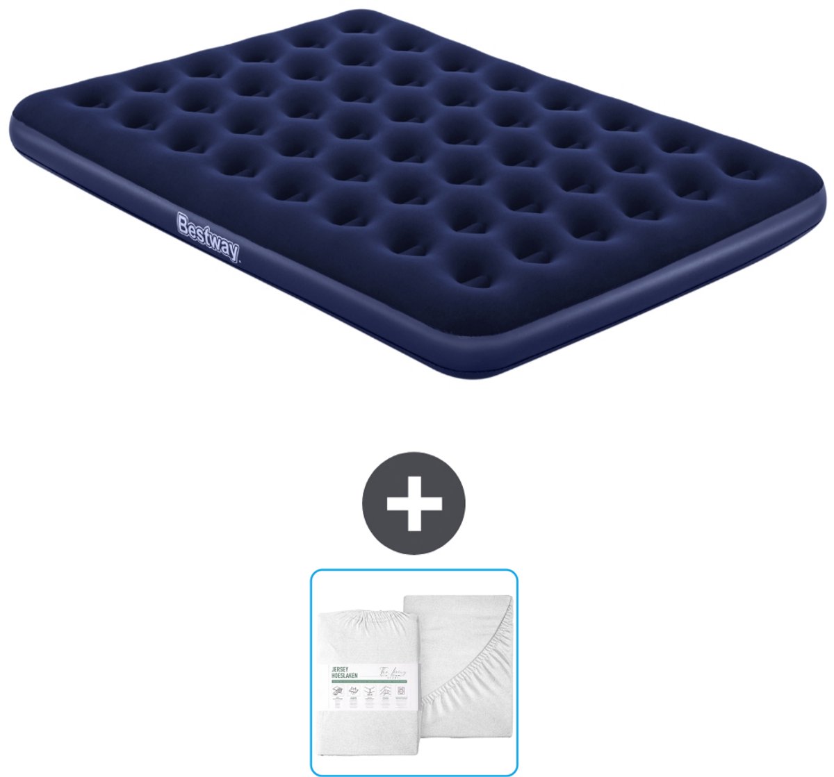 Bestway luchtbed - 2-Persoons - 152 x 203 x 22 cm - Blauw - Inclusief en Hoeslaken