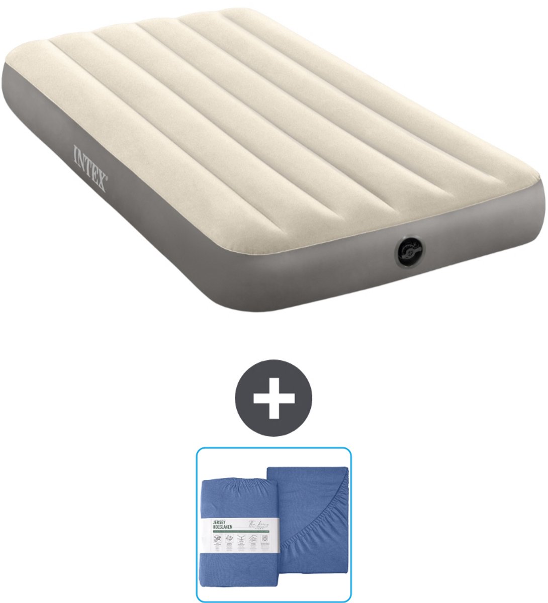 Intex Luchtbed - 1-Persoons - 99 x 191 x 25 cm - Beige - Inclusief en Hoeslaken