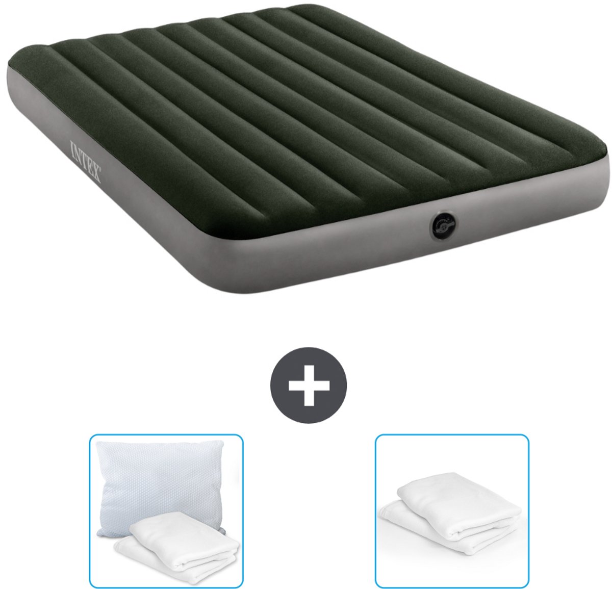 Intex Luchtbed - 2-Persoons - 152 x 203 x 25 cm - Groen - Inclusief Kussen en Kussenbeschermer