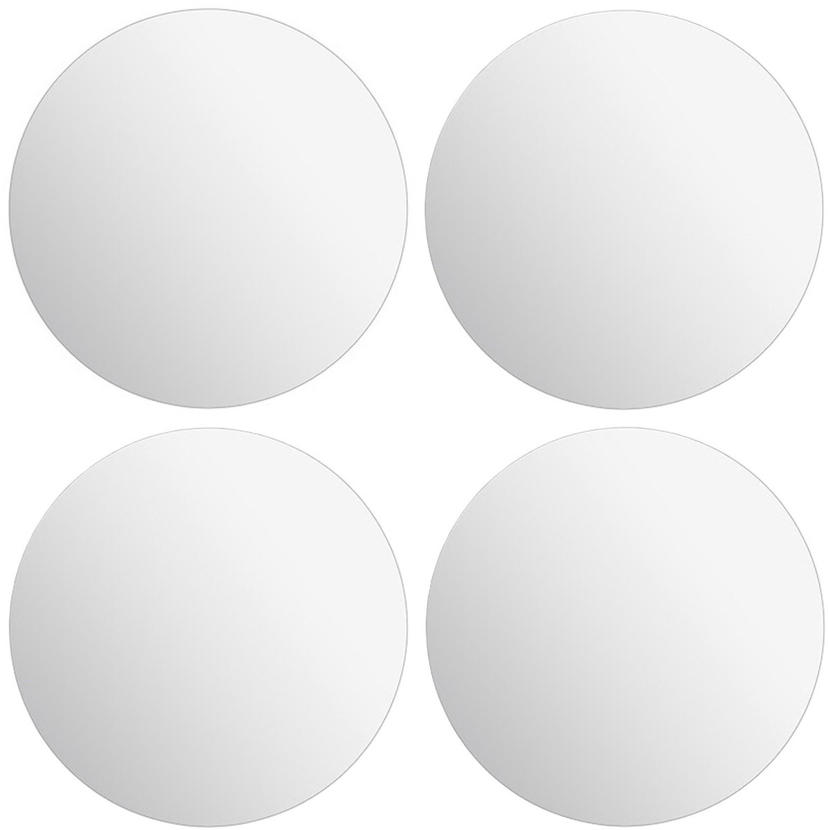5Five Plak spiegel tegels - 4x stuks - glas - zelfklevend - D39.9 cm - rond - muur/deur/wand