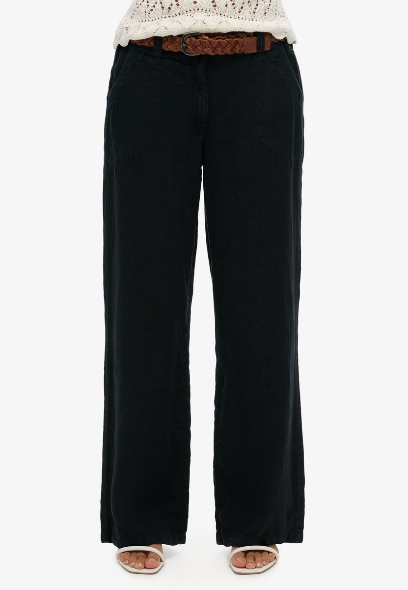 Superdry Linnen broek met lage taille Dames Broeken Zwart