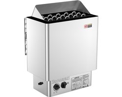 8 kW Elektrische Saunakachel – 400 V 3N, Binnen-/Buitenoven, 3-Uur Timer, Ingebouwde Bedieningsknoppen voor 8-12 m³, Huis, Spa, Duurzaam RVS 430
