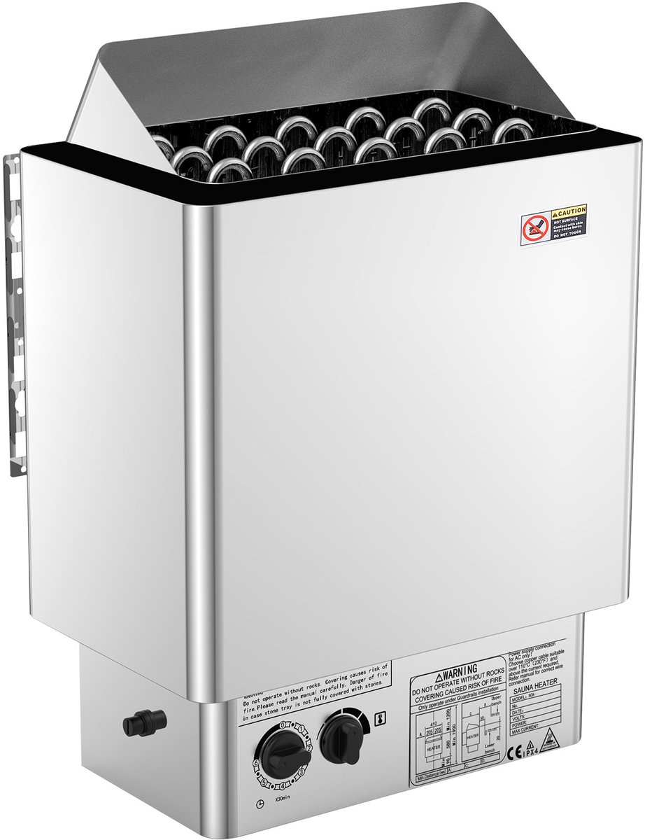 8 kW Elektrische Saunakachel – 400 V 3N, Binnen-/Buitenoven, 3-Uur Timer, Ingebouwde Bedieningsknoppen voor 8-12 m³, Huis, Spa, Duurzaam RVS 430