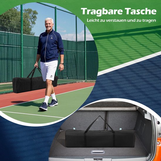 COSTWAY Draagbaar Pickleball Net Met Wieltjes, 6,7 M Picklebalsysteem In Officiele Afmetingen Metalen Frame En Draagtas Tennisnet Outdoor Weerbestendig Volleybalnet Voor Achtertuin Oprit 1881398372