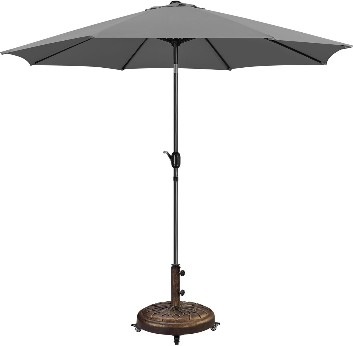 Parasol met 24,7 kg parasolstandaard op wieltjes, parasol balkon met ø50,6 cm standaard, parasolset balkonscherm met zwengel, tuinscherm