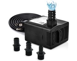 COSTWAY Aquariumpomp, 30 W, mini-waterpomp, 1450 l/u, met 2,5 m hoge slag en 1,83 m netsnoer en 3 sproeiers, kattenfontein, pomp, drinkfontein voor aquaria, hydrocultuur, vijver, fontein