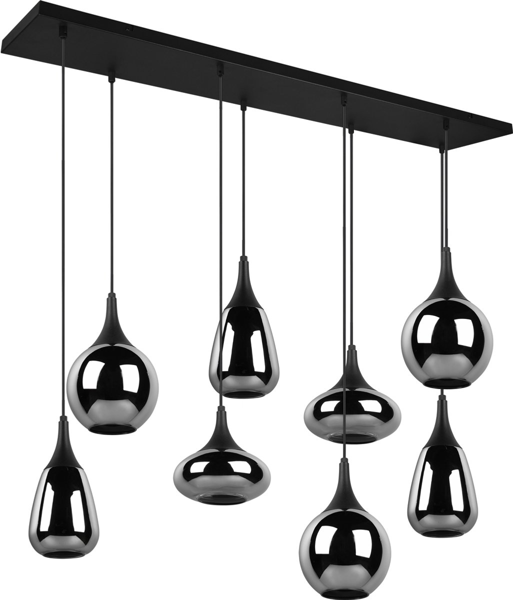 LED Hanglamp - Hangverlichting - Torna Artina - 8 Lichtpunten - E14 Fitting - Rechthoek - Mat Zwart - Metaal