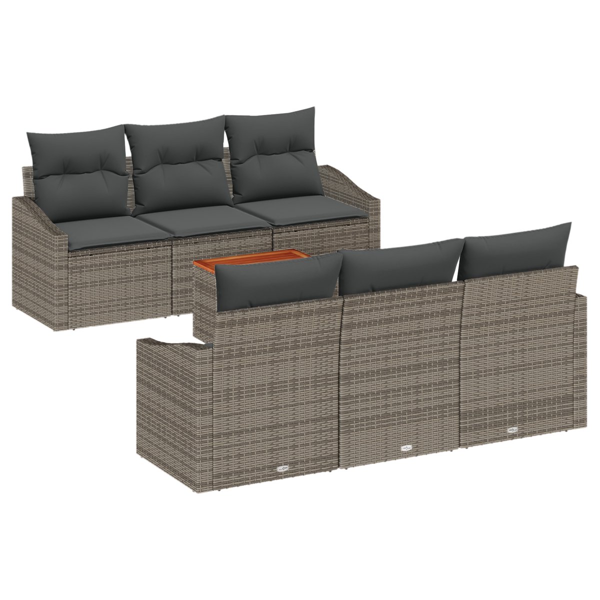 vidaXL - Tuinbank - Set - met - opslag - 7 - pcs - Grijs - poly - rattan