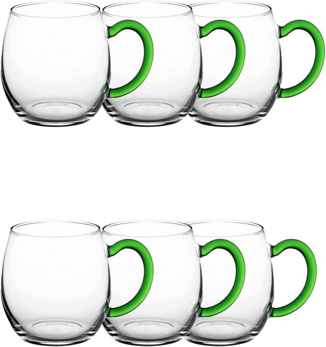 6x wijnmokken met groene handgreep 250 ml wijnglas gekalibreerd glas witwijnglas glühweinglazen glühweinbeker punchglazen theeglazen met handgreep spritzerglas