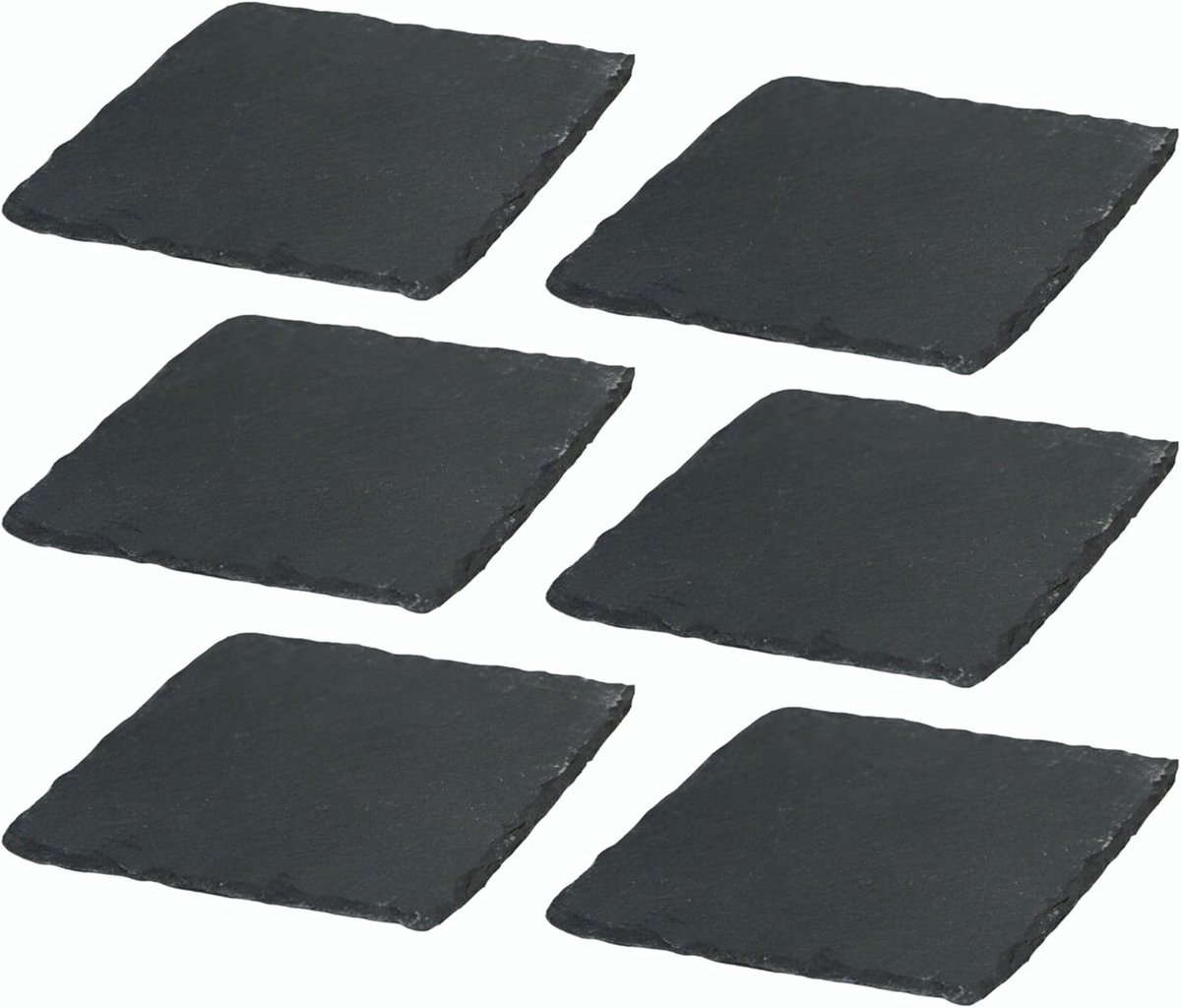 6x leisteen borden I vierkant I 20x20x0,5 cm I sushi serveerborden onderzetters kaasplank tafel plaats leisteen servies placemat leisteen