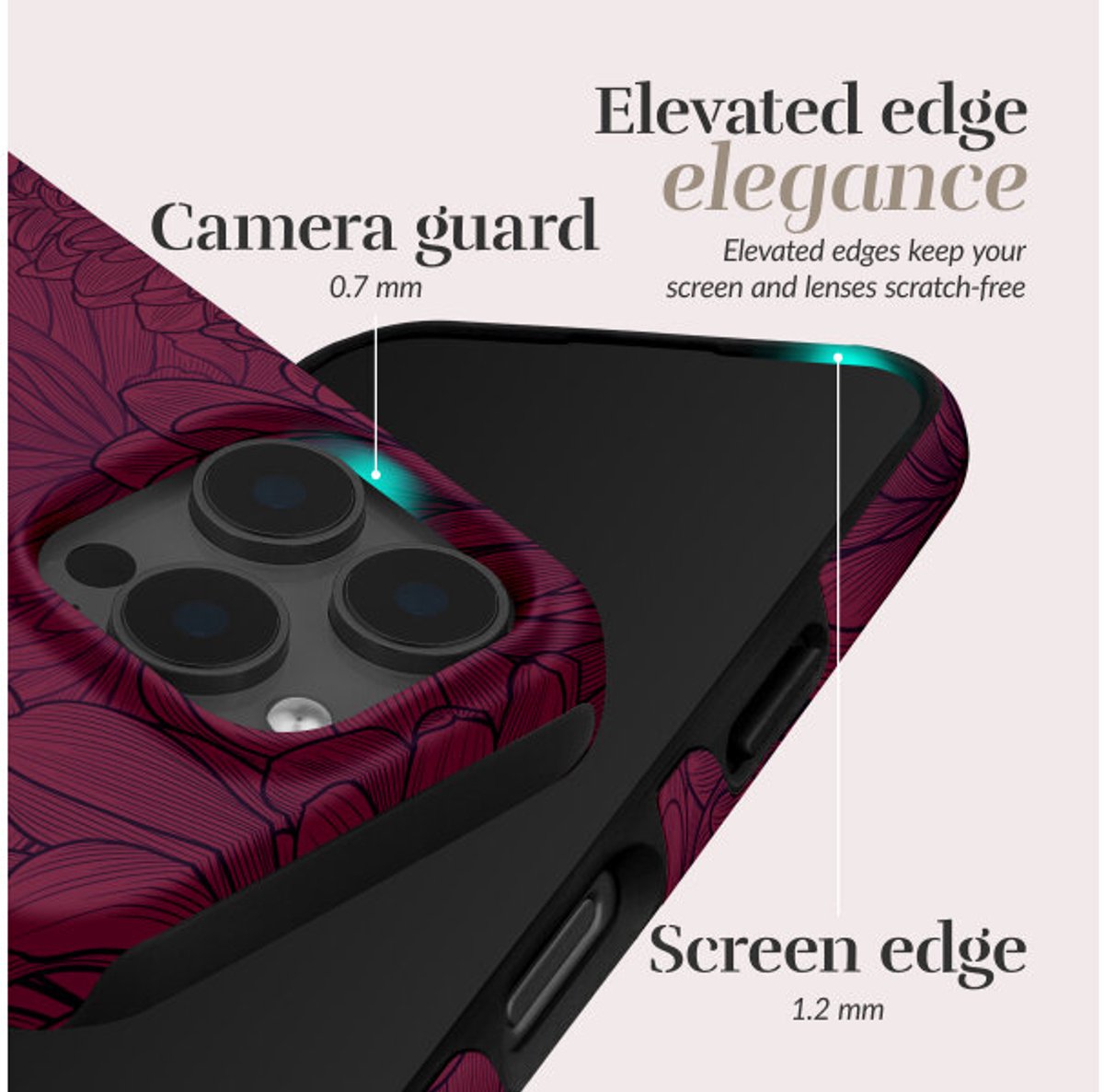 Mio by Mobilize Hoesje geschikt voor Apple iPhone 16 Pro Max MagSafe Telefoonhoesje Hardcase | Mio by Mobilize Backcover | Geschikt voor MagSafe | Geschikt voor Draadloos Opladen met Magnetische Ring | Geschikt voor MagSafe Case - Berry Blooms | Rood — cadeau in Cadeau-ideeën - foto 2