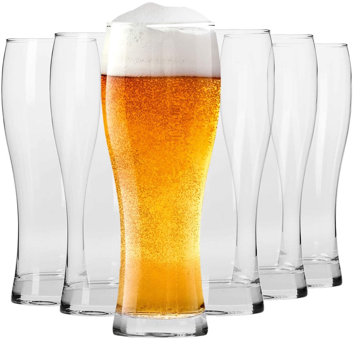 KROSNO | Lange Bier Glazen | Set van 6 - 500 ml | Loodvrij kristalglas | Chill Collectie | Perfect voor Thuis, Restaurants en Feesten | Vaatwasser Veilig