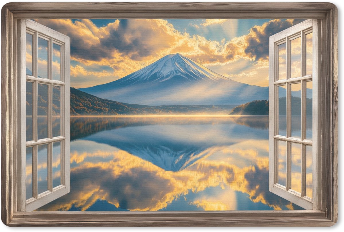 Muismat 27x18 cm - Mousepad Doorkijk - Landschap - Bergen - Uitzicht - Raam - Muismatten