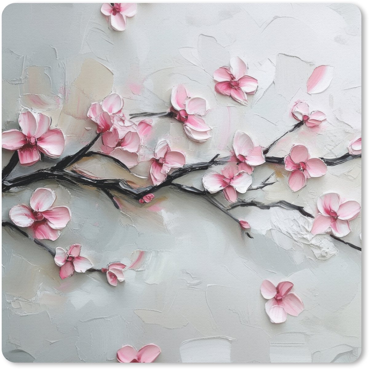 Muismat 20x20 cm - Mousepad Bloesem - Kunstzinnig - Roze - Sakura - Muismatten