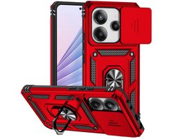 Coverup Hoesje - Geschikt voor Xiaomi Redmi Note 14 4G Hoesje - Coverup Armor Ring Kickstand Back Cover met Camera Shield - Rood