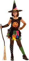 VIVING COSTUMES / JUINSA - Gekleurde pompoen heks kostuum voor meisjes - 122/134 (7-9 jaar)