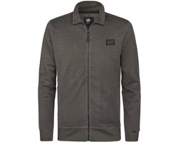 Petrol Industries - Heren Cardigan - Kraagrits - 70% biologisch katoen / 30% polyester - Regular fit - Grijs - Maat XL