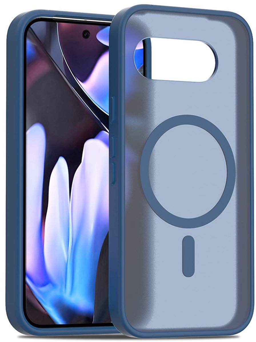 Mobigear Hoesje geschikt voor Google Pixel 9a MagSafe Telefoonhoesje Hardcase | Mobigear Shockproof Backcover | Geschikt voor MagSafe | Geschikt voor Draadloos Opladen met Magnetische Ring | Geschikt voor MagSafe Case - Blauw