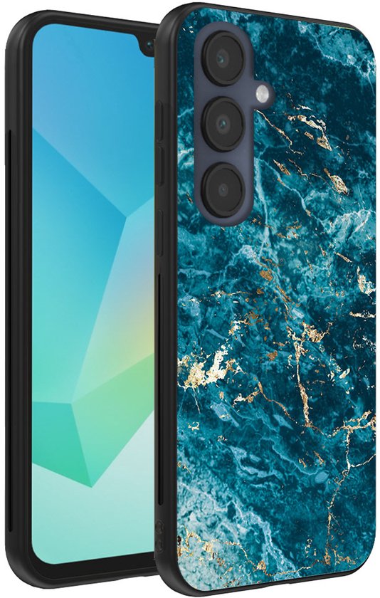 Coque de téléphone Smartphonica compatible avec Samsung Galaxy A16 avec imprimé marbre - Coque arrière en TPU motif marbre bleu - Blauw compatible avec Samsung Galaxy A16