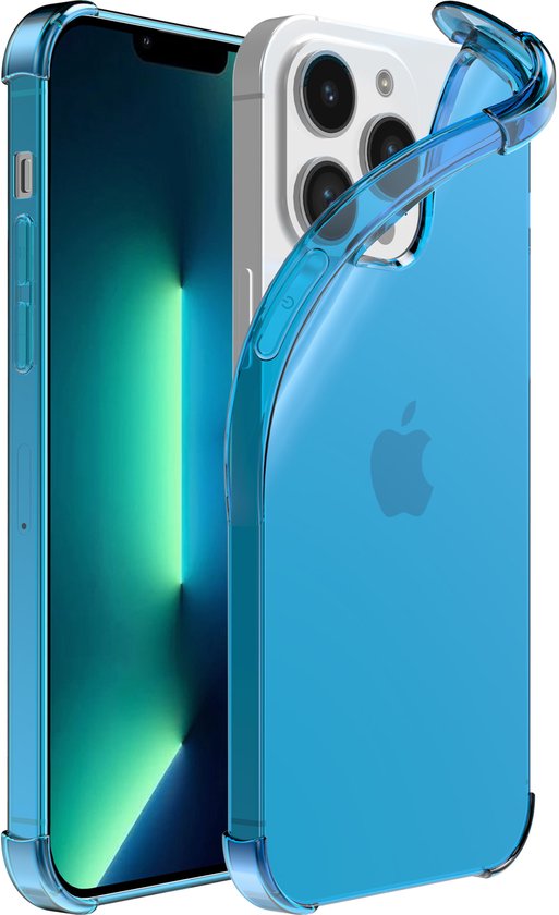 siliconen hoesje Antichoc Smartphonica iPhone 13 Pro Max Transparente avec Bumper - Blauw / Coque Arrière