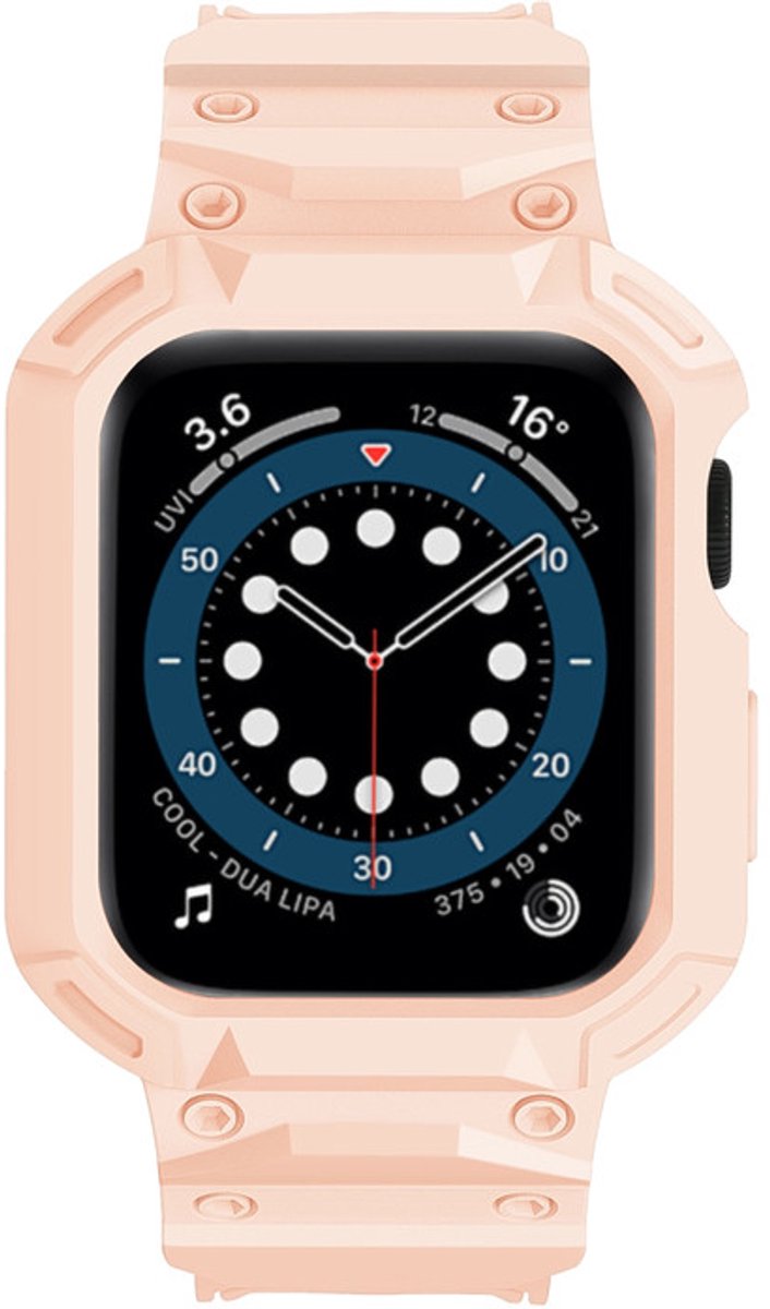 Siliconen bandje - met ingebouwde case - geschikt voor Apple Watch Series 10 (46 mm) - roze