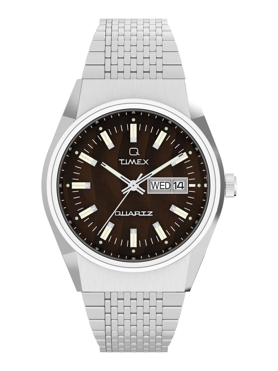 Timex Q Timex® Falcon Eye Kwarts Analoog Horloge Zilveren Toon Case: 100% Stainless Steel | Armband: 100% Stainless Steel 38 TW2W62400AJ, TW2W62500AJ