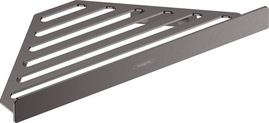 Étagère d'angle Brushed Black Chrome avec un design rayé.