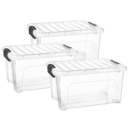 3 Stück SolidStore Box 40 Liter mit Deckel/Clips/Rädern - 58 x 39 x 25