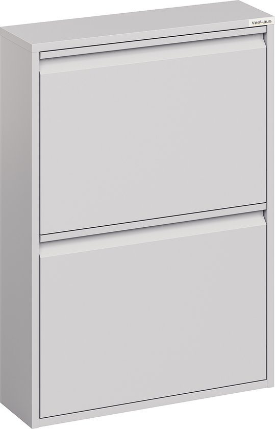 VEEHAUS® - Paplet - Praktisch Schoenenrek -Schoenenrek grijs - Schoenenrek met 2 Niveaus - Schoenenkast grijs - Schoenenrek metaal industrieel - Metaal - 50 x 70 x 15cm -Grijs