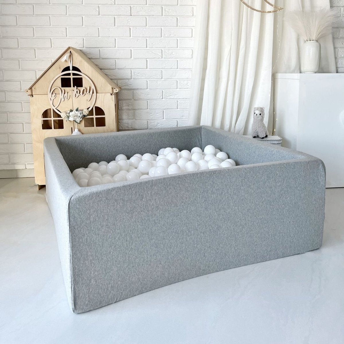 Ballenbad - Cotton- 106x106x40 cm - Light Grey Excl ballen