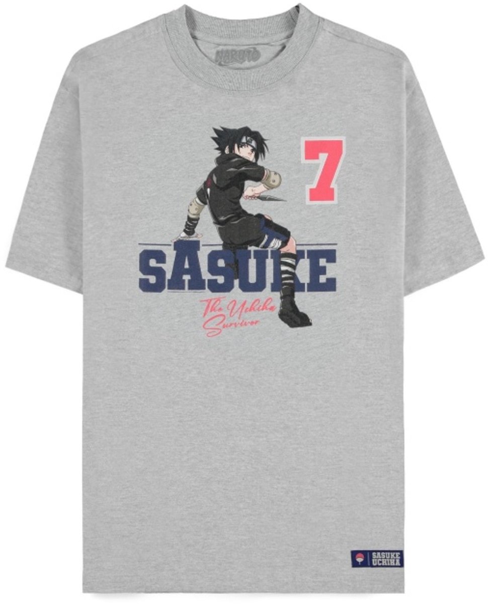 Naruto - Sasuke (Loose Fit) Heren T-shirt - S - Grijs