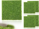Kunstgras 15 x 15 cm - Tapijt Voor Miniatuur Decoratie Tuin Versiering Mos - Doe-Het-Zelf Decoraties Compatibel Met Miniatuur Ornament Mini-Tuin - 4 Stuks