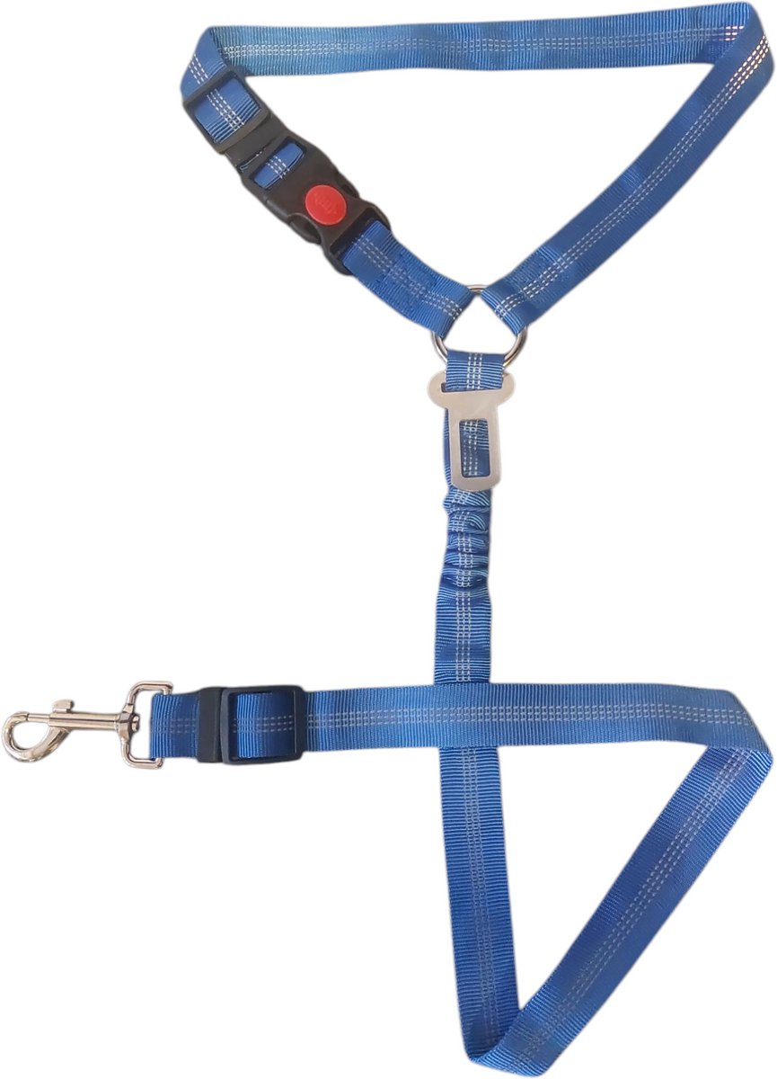 Rieba® Autogordel Hond - Hondengordel - Hondenriem - Riem Hond - Honden autogordel -Veiligheidsgordel Hond - Autoriem Hond - Blauw