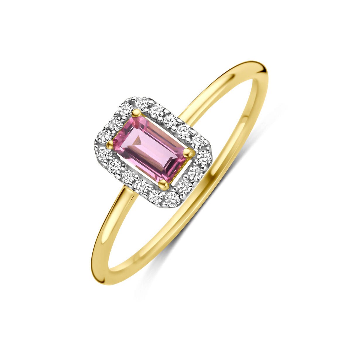 14K Geelgouden Ring Roze Toermalijn En Diamant 0.08Ct H Si 4034204