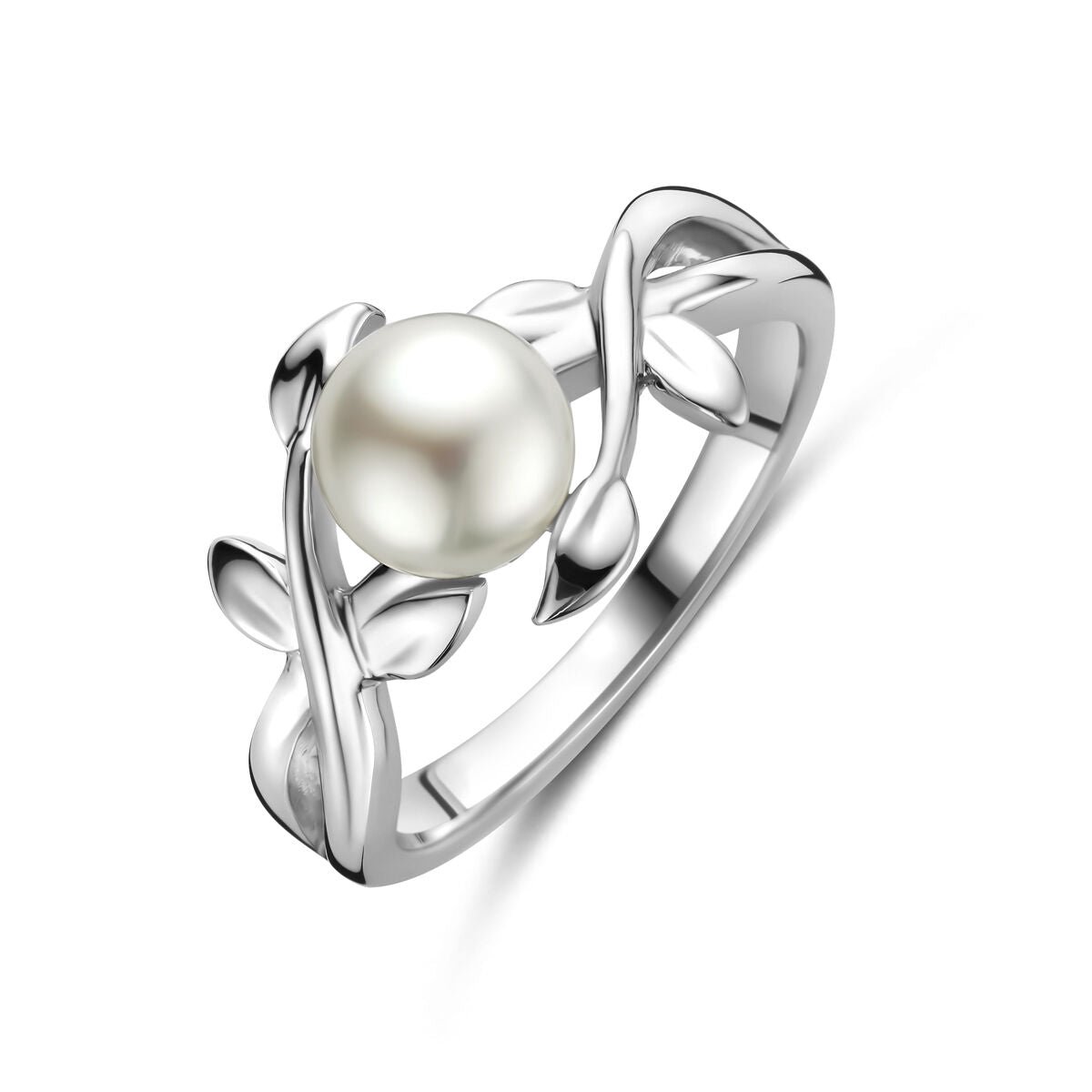 Zilveren Gerhodineerde Ring Parel 1341180