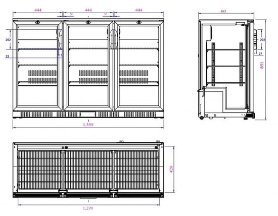 Bar Glacière Zwart 3 Portes - Combisteel 7527.0040 - Restauration & Professionnel