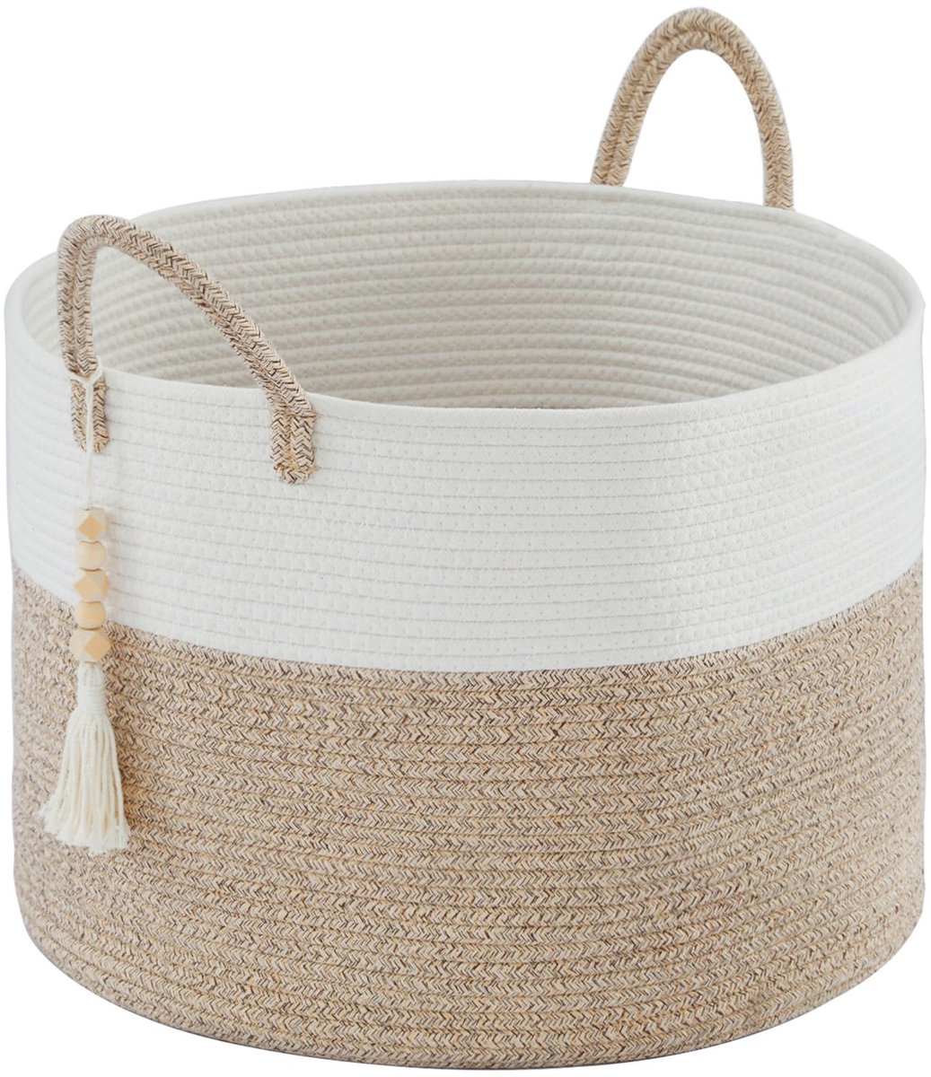 Unyqoos® Ruime Multifunctionele Handgeweven Opbergmand voor Woon- en Kinderkamer, 65 Liter Capaciteit, Bruin