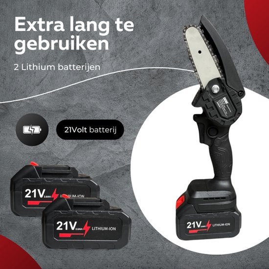 COCHO® Mini kettingzaag 4 Inch - Snoeizaag - Kettingzaag - Kettingzaag Electrisch met 2 Accu en 2 Zaagketting - Inclusief Koffer Zwart van COCHO® — afbeelding 3