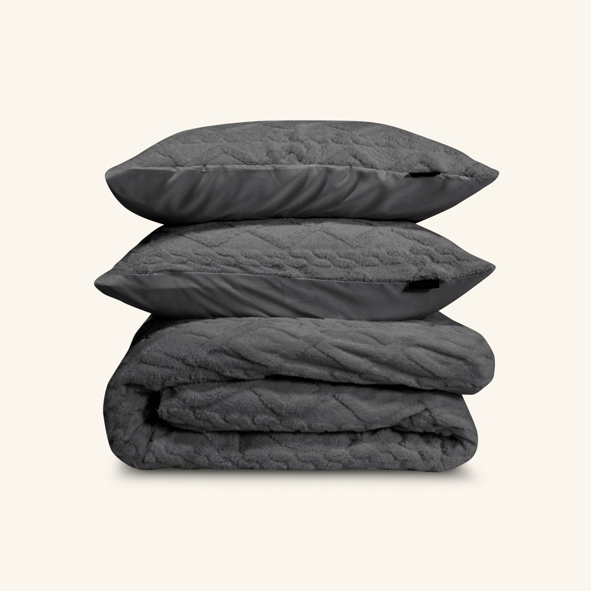 Zydante Dekbedovertrek Set 140x200/220 cm - met 1 kussensloop - Jacquard Teddy Antraciet