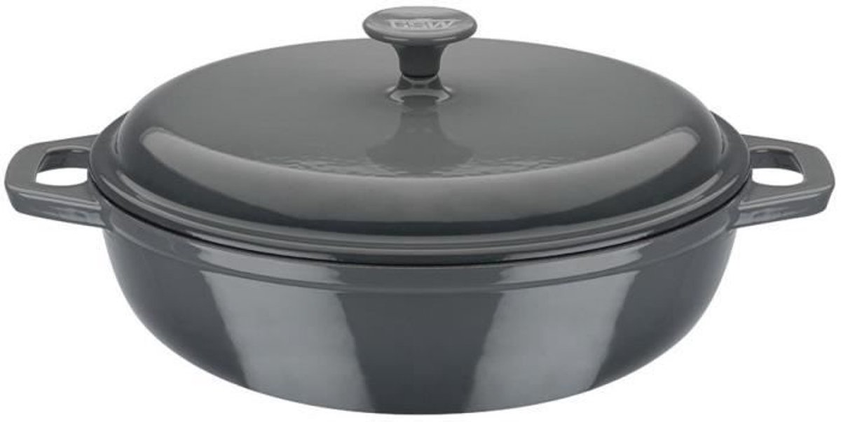 Grote gietijzeren braadpan - GSW - GREY SHADOW - 30 cm - Rond - Inductie - Grijs