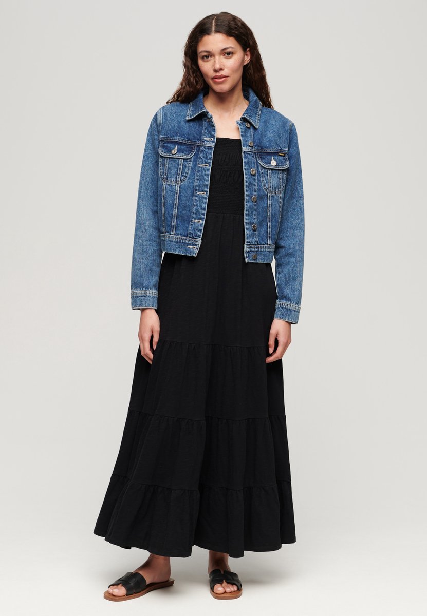 Superdry Gesmokte maxi-cami-jurk Dames Jurken Zwart