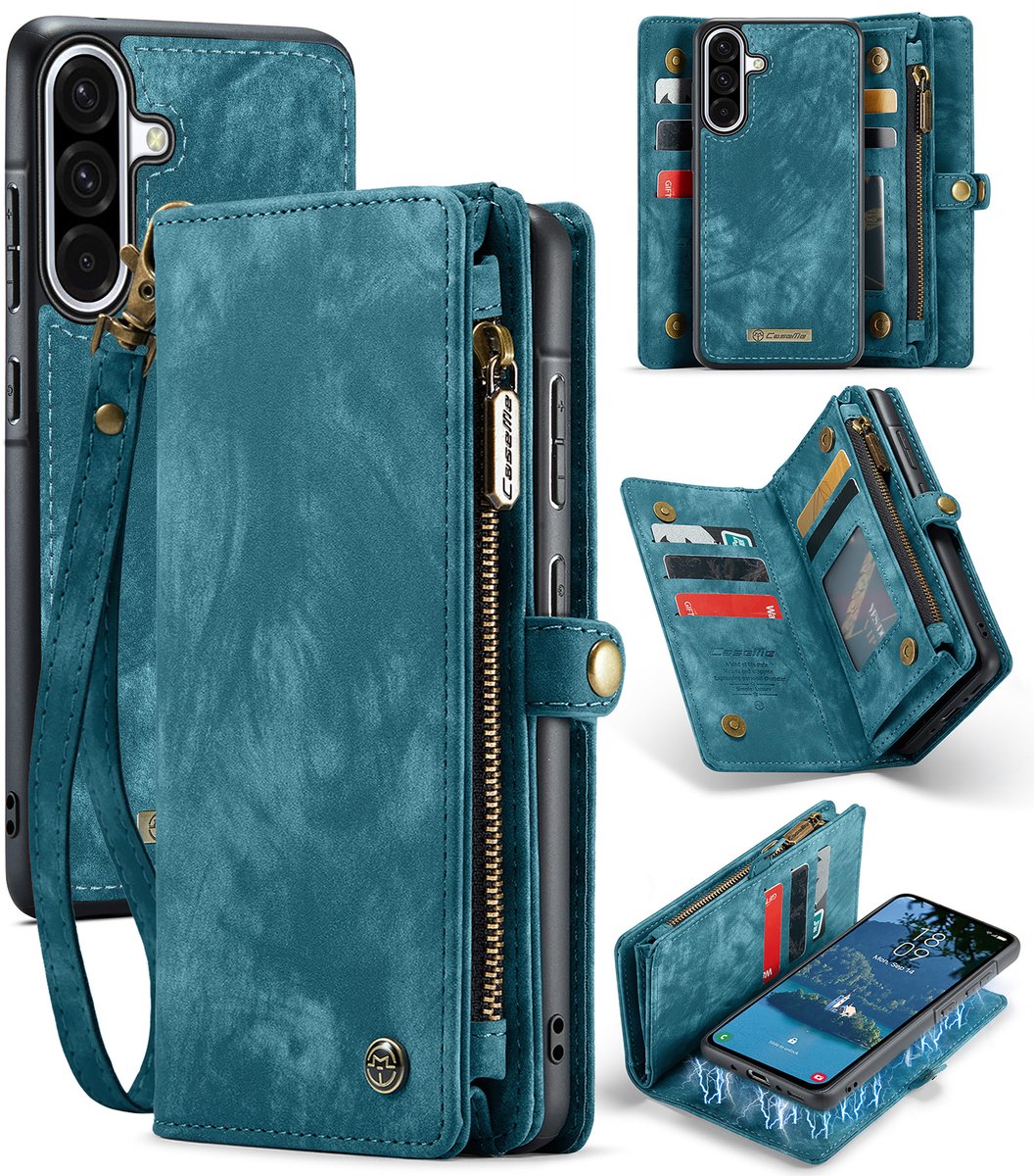 Caseme Hoesje geschikt voor Samsung Galaxy A56 - Luxe Leren Portemonnee Hoesje - Blauw