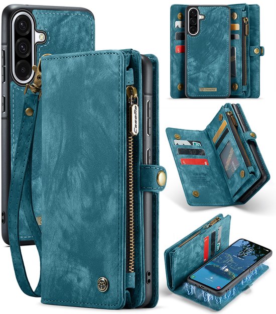Caseme Hoesje geschikt voor Samsung Galaxy A56 - Luxe Leren Portemonnee Hoesje - Blauw